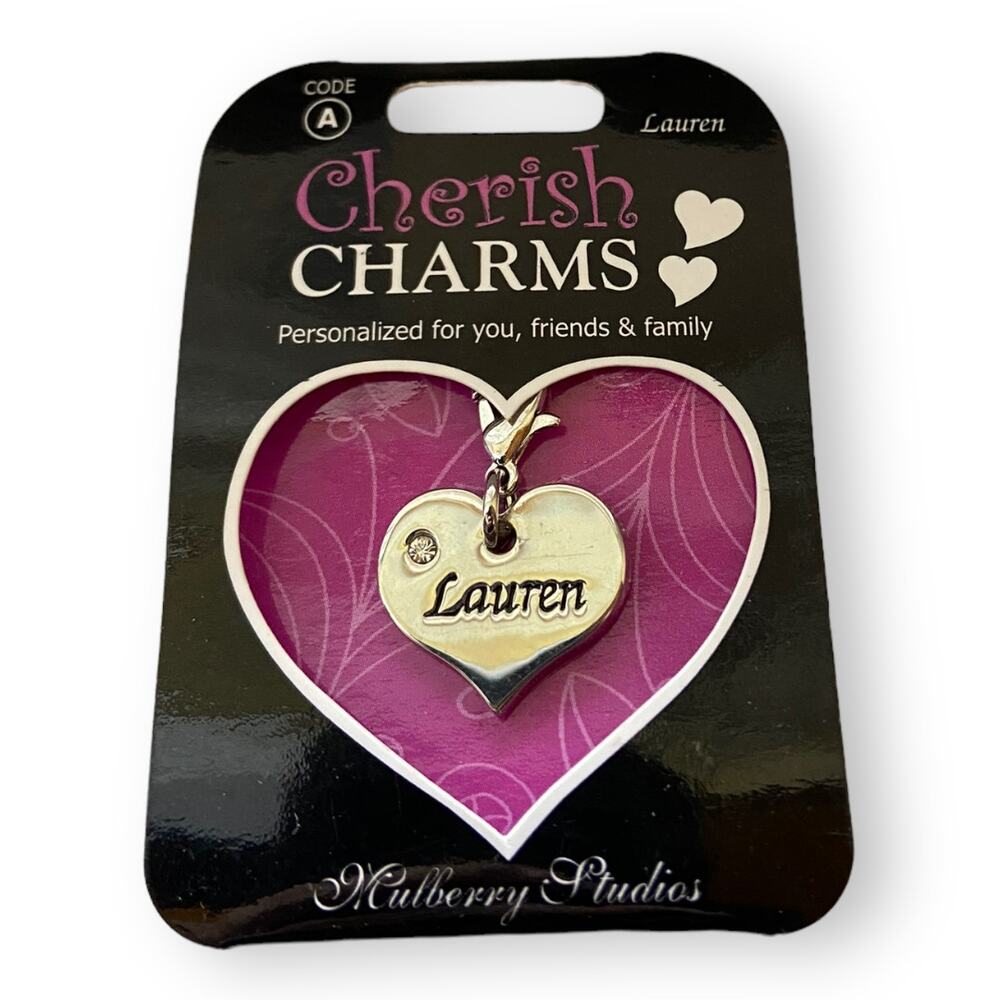 Cherish Charms LAUREN Name Bracelet Charm NEW NWT Silvertone Silver Tone